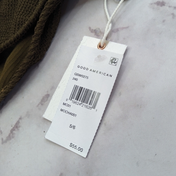 Good American Swim Bottom Women 7 8 4X 5X Mocha Brown Crinkle Tiny Ties Bikini - Picture 11 of 12